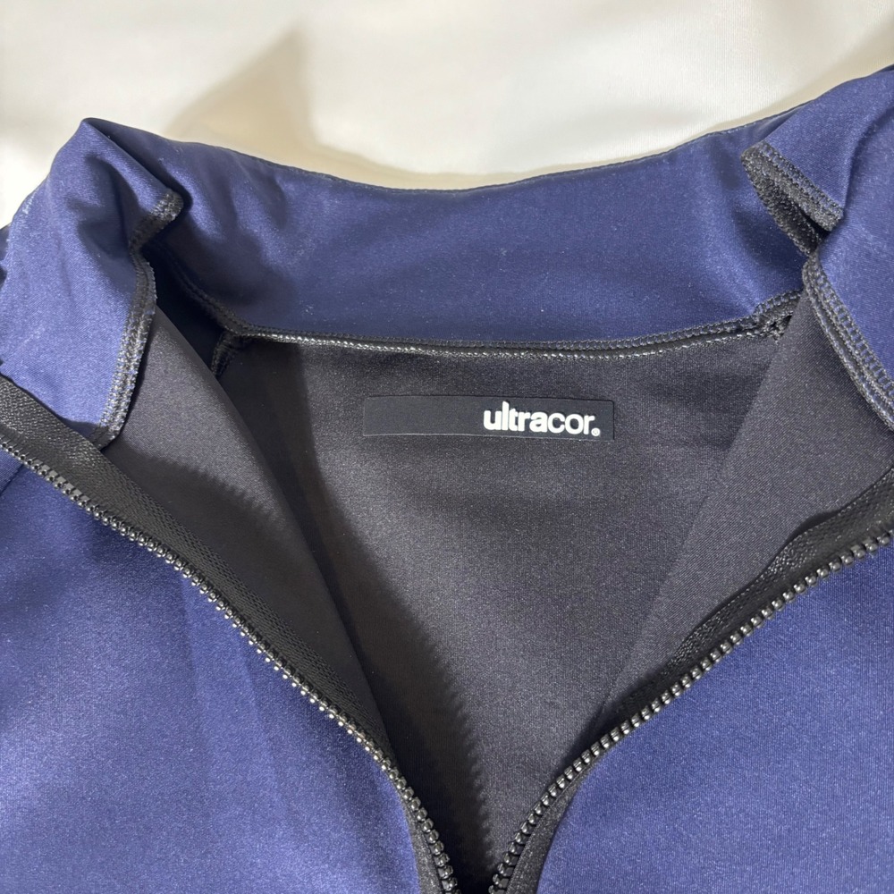 Ultracor Womens XS Navy Blue Crocodile Embossed Full Zip Track Jacket Athleisure - Picture 3 of 5